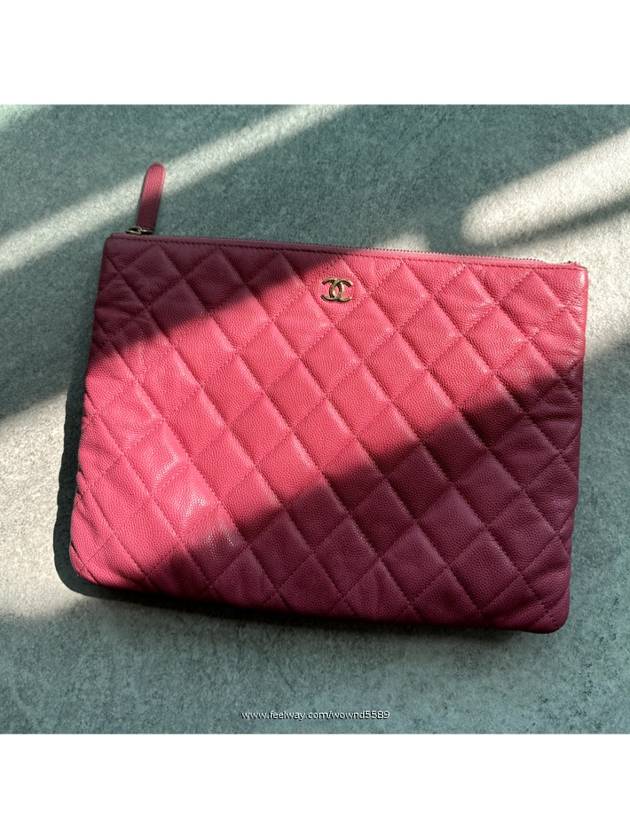 Chanel Women s Classic Caviar Gold Clutch Bag Medium Pink
