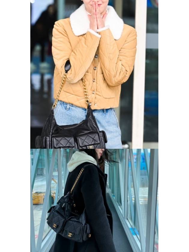 Chanel Multi-Pocket Maxi Shoulder Bag Black