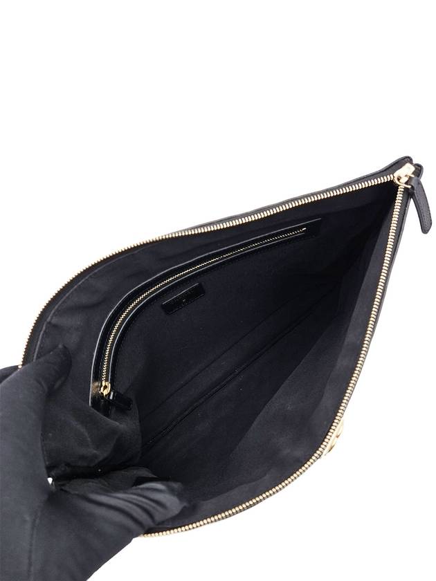 Chanel A84407 Black Caviar Champagne Gold Metal Boy Large Clutch Unit 29