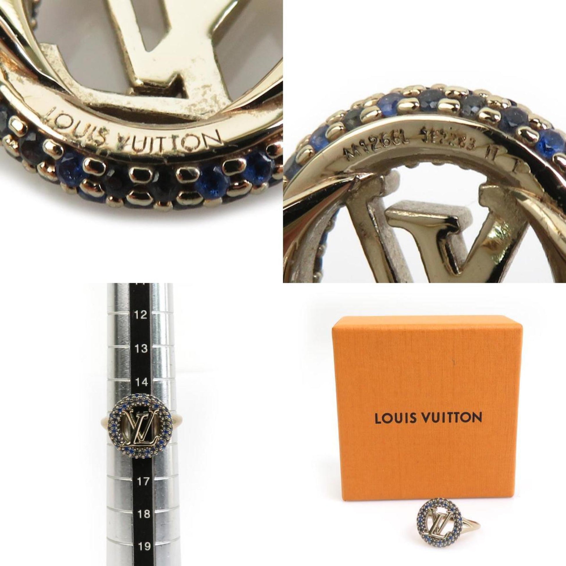 Louis Vuitton blue gold Metal Rhinestone Band Ring
