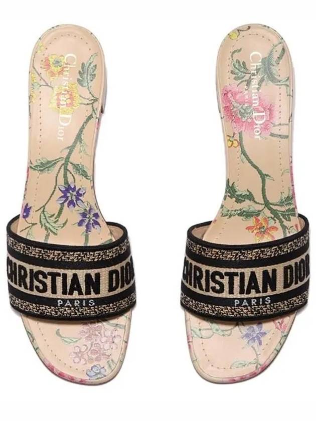 Christian Dior D-Way Embroidered Logo Mule Heel Beige