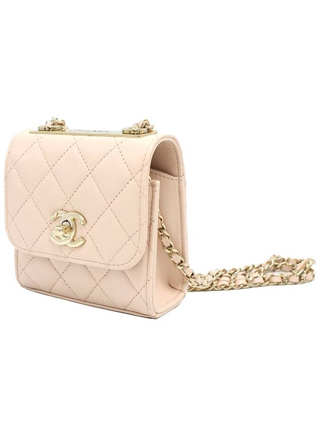 Chanel A81633 Light Beige Lambskin Gold CC Logo Trendy Mini Cross Bag 31st