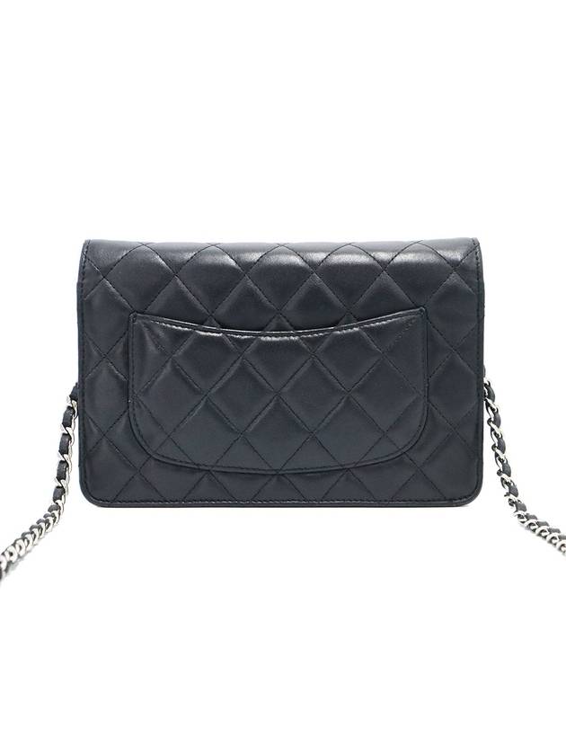 Chanel A33814 Black Lambskin Classic Silver Chain WOC Cross Bag 17th