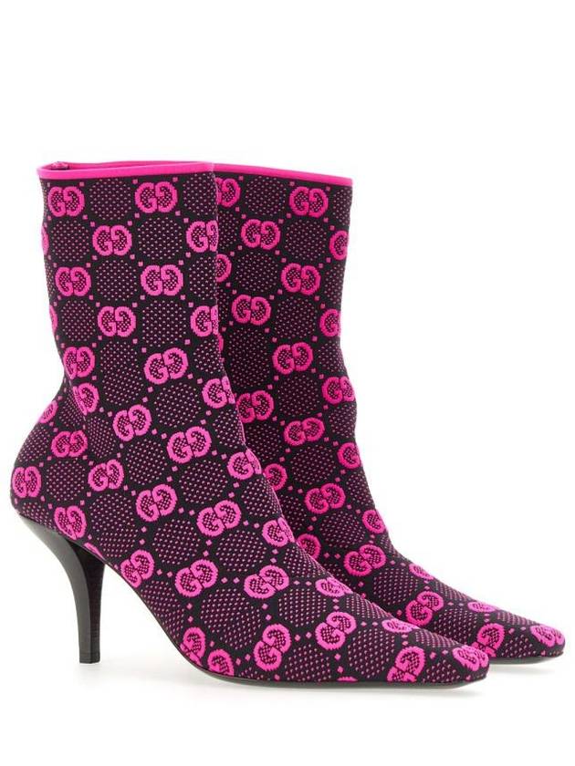 Gucci GG knit ankle boots pink