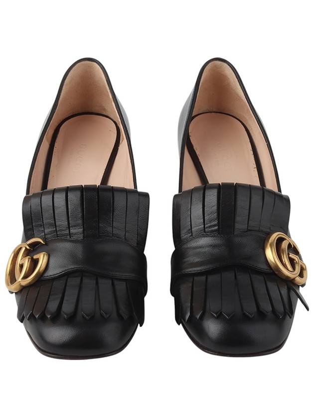 Gucci 408208 GG Gold Marmont Middle Heel Fringe Pumps Shoes 35 1 2 Size 33965Y