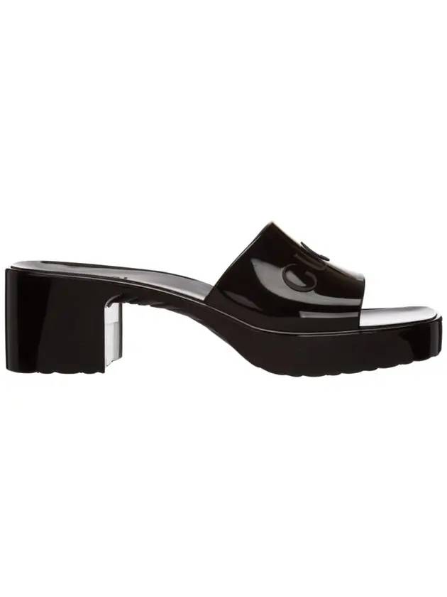 Gucci Women's Rubber Slide Sandals Heel Black