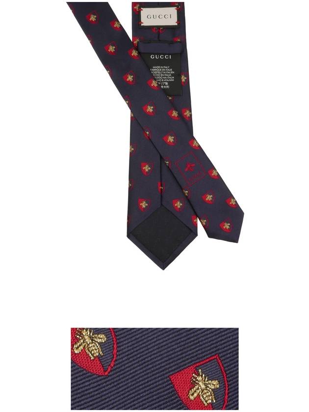 Gucci Bee Logo Silk Tie Navy