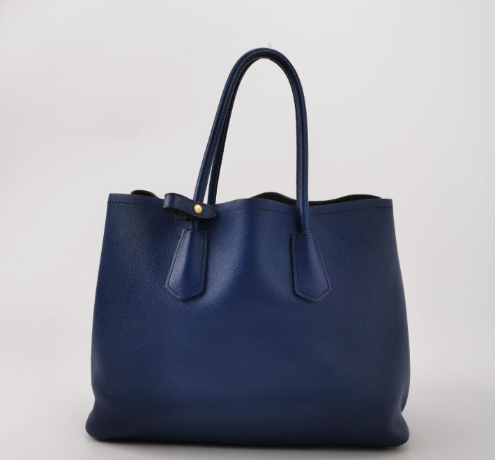 Preloved Prada Double Bag 35cm Blue 250209781055605