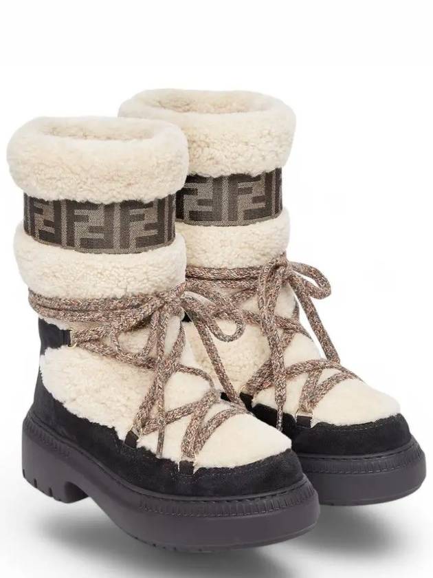 Fendi Apres Chic Sheepskin Winter Boots White