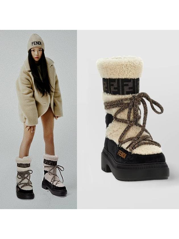 Fendi Apres Chic Sheepskin Winter Boots White