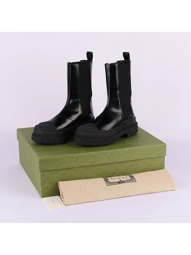Gucci Interlocking G Leather Ankle Boots Black