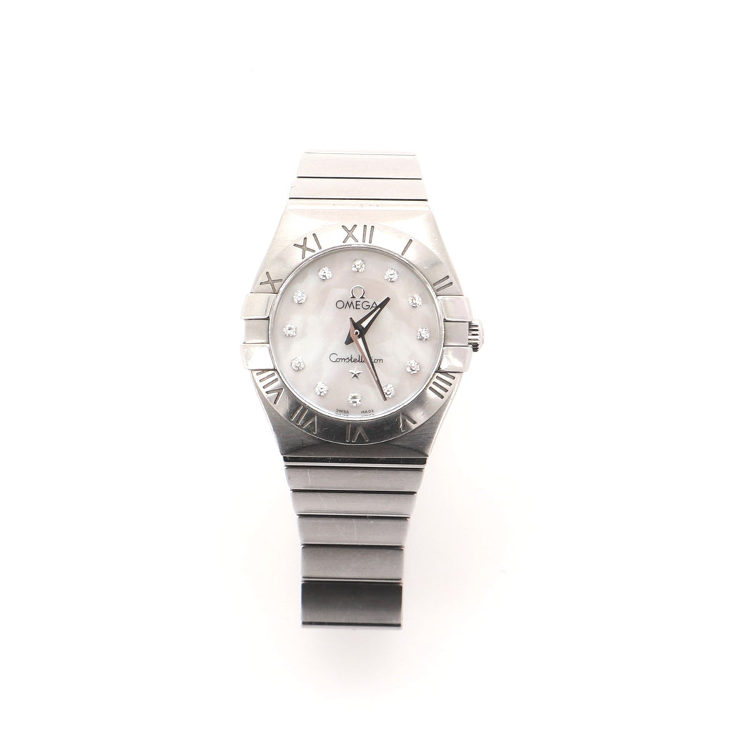 Omega Constellation Quartz Watch Stainless Steel with Diamond Markers and Mother of Pearl 24