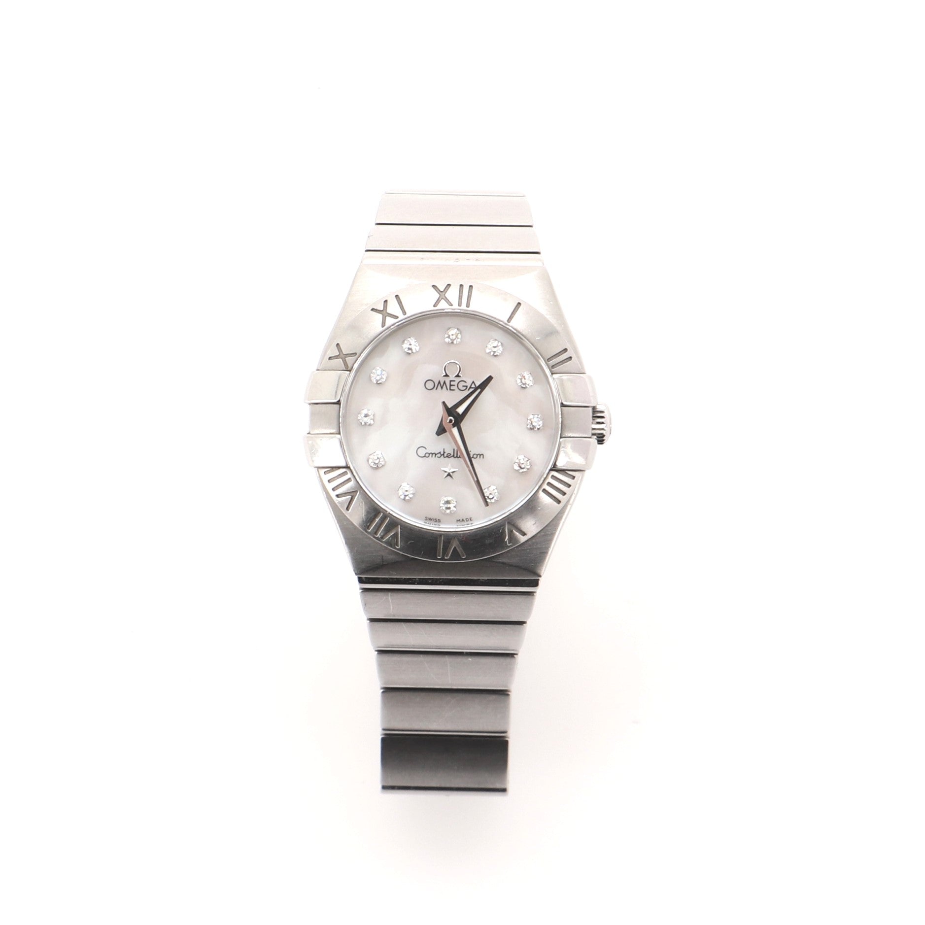 Omega Constellation Quartz Watch Stainless Steel with Diamond Markers and Mother of Pearl 24