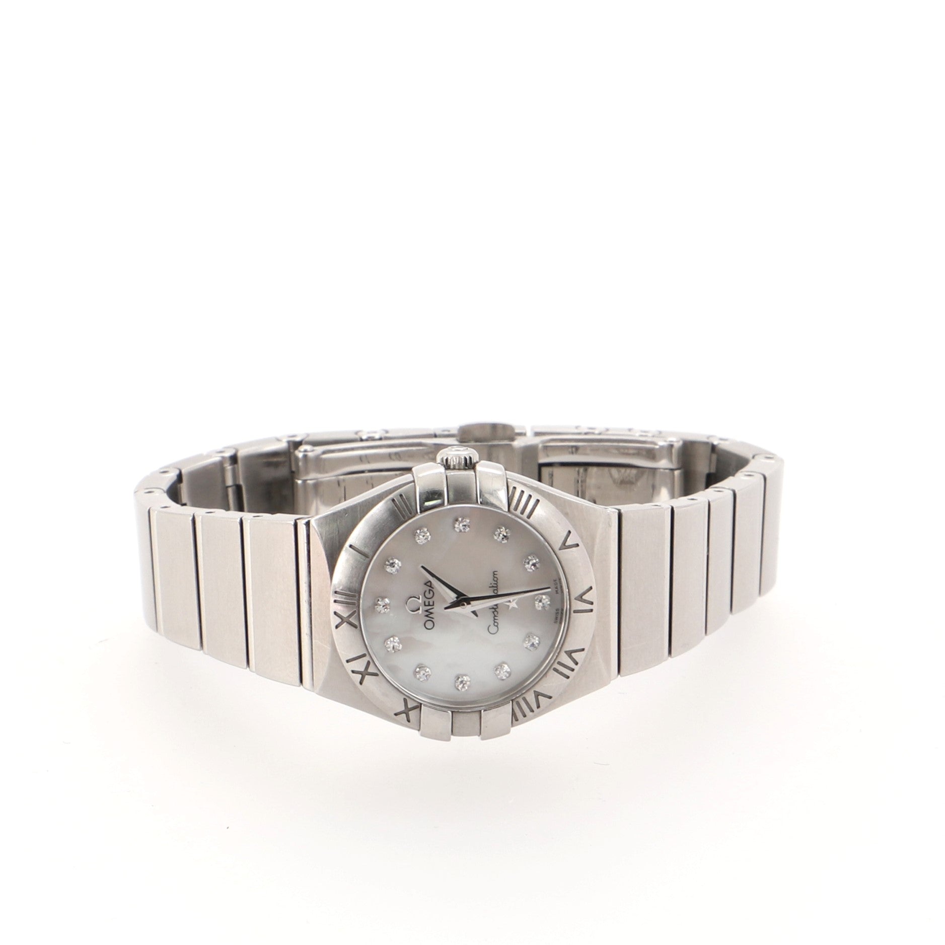 Omega Constellation Quartz Watch Stainless Steel with Diamond Markers and Mother of Pearl 24