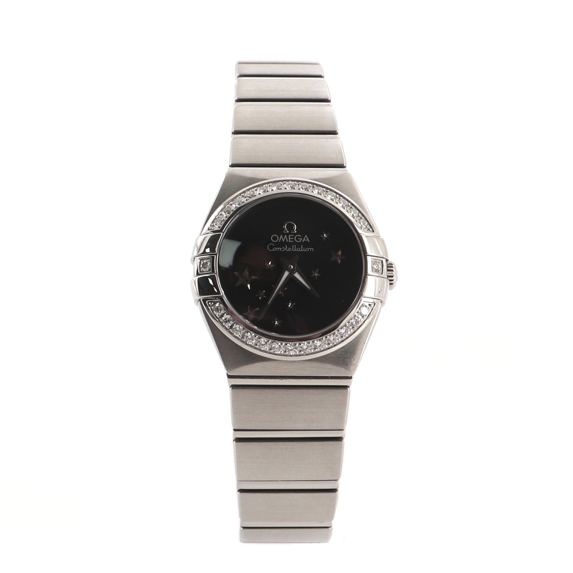 Omega Constellation Orbis Star Quartz Watch Stainless Steel with Diamond Bezel 24