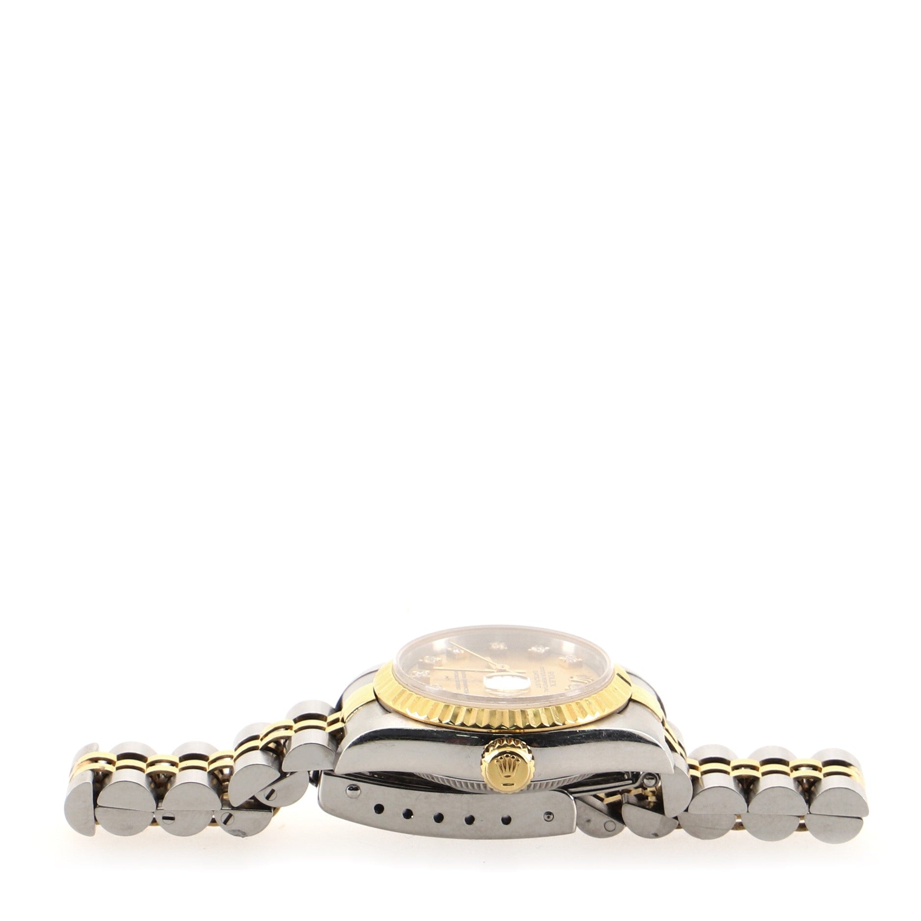 Rolex Oyster Perpetual Datejust Automatic Watch Stainless Steel and Yellow Gold with Diamond Markers 26
