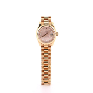 Rolex Oyster Perpetual Datejust Automatic Watch Rose Gold with Diamond Markers 26