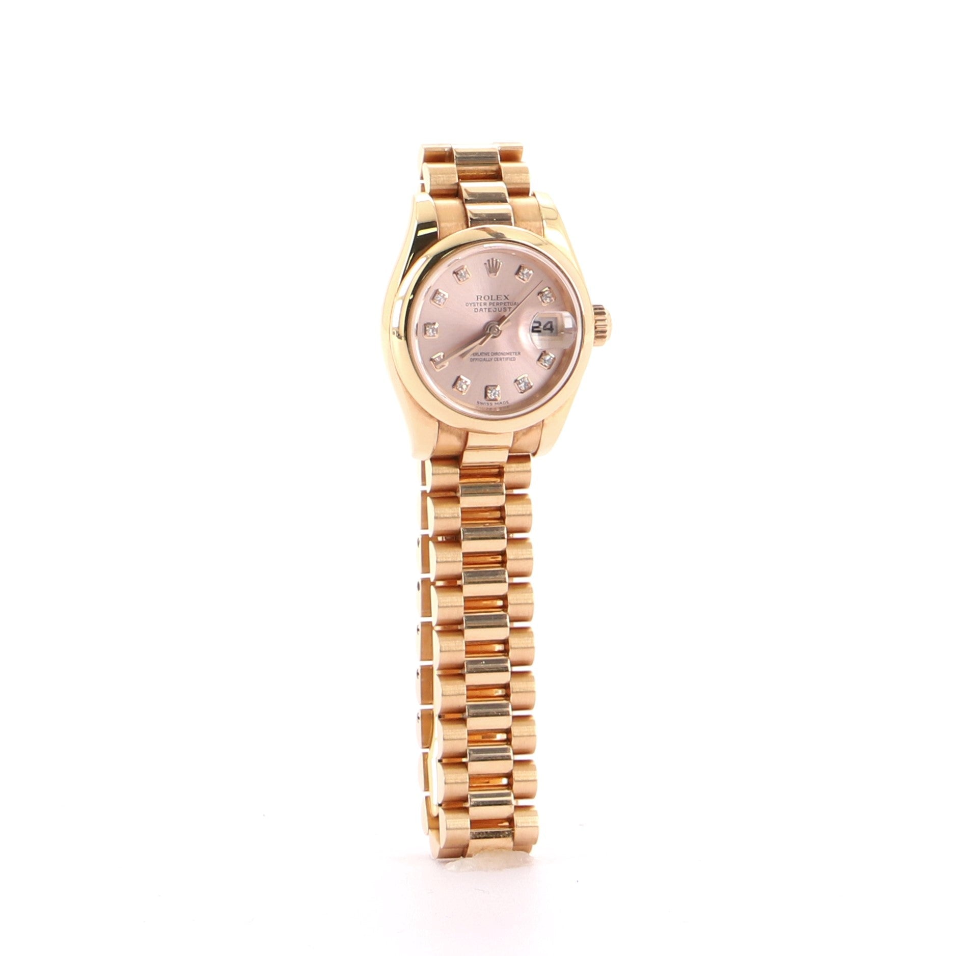 Rolex Oyster Perpetual Datejust Automatic Watch Rose Gold with Diamond Markers 26