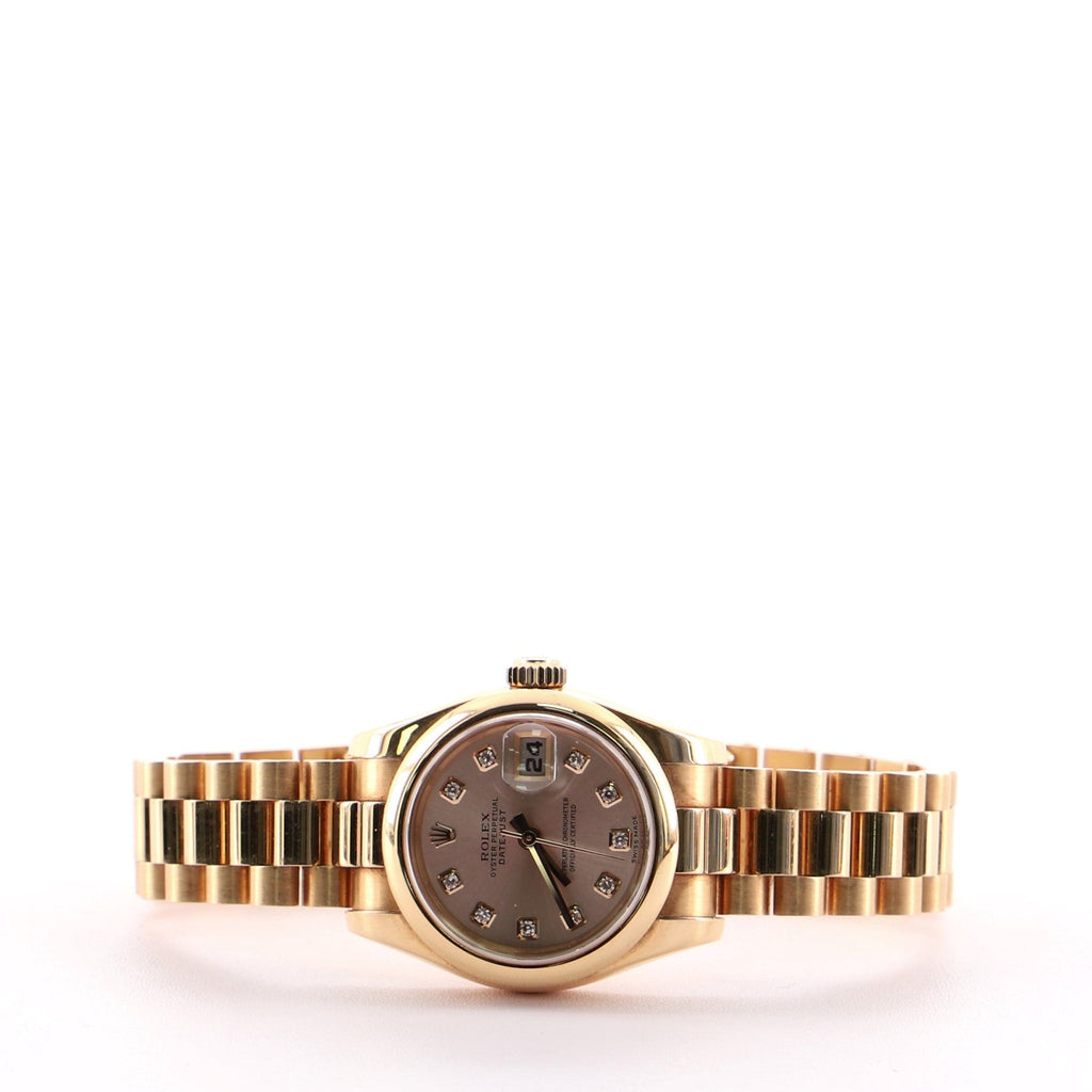 Rolex Oyster Perpetual Datejust Automatic Watch Rose Gold with Diamond Markers 26