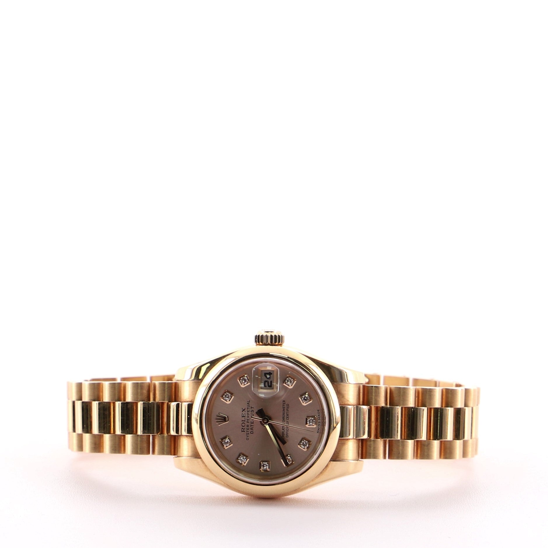 Rolex Oyster Perpetual Datejust Automatic Watch Rose Gold with Diamond Markers 26