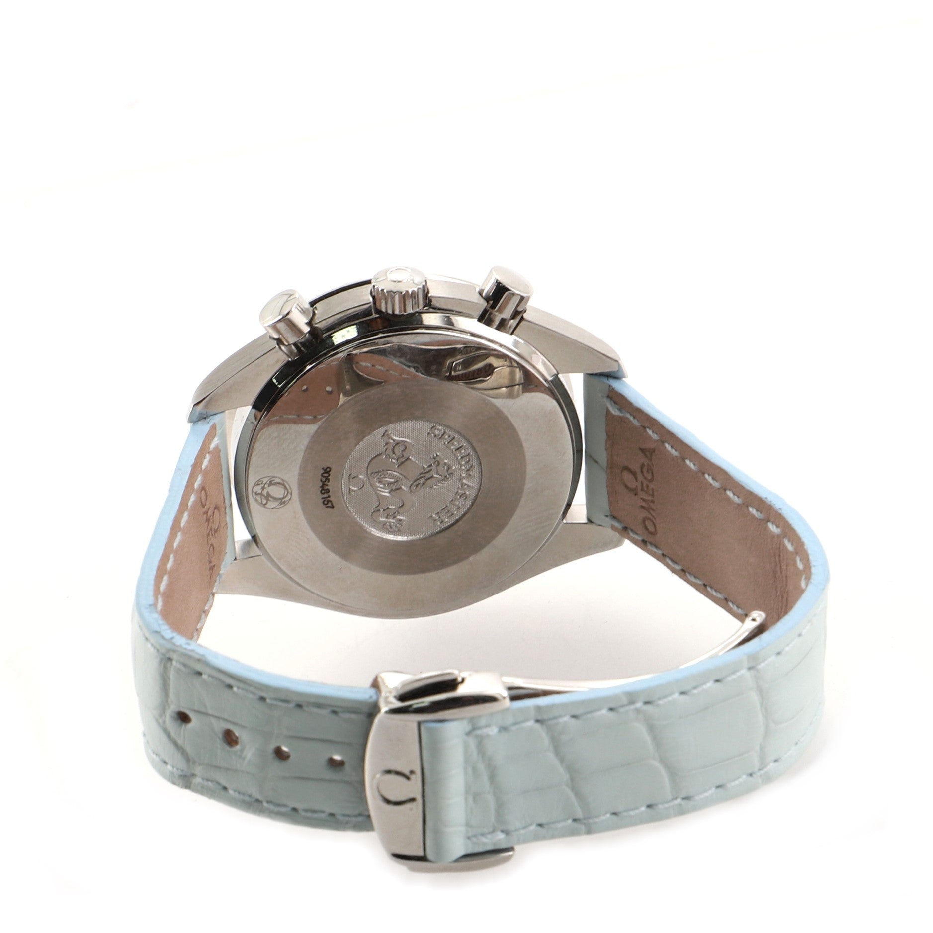 Omega Speedmaster Reduced Chronograph Automatic Watch Stainless Steel and Alligator with Mother of Pearl 39