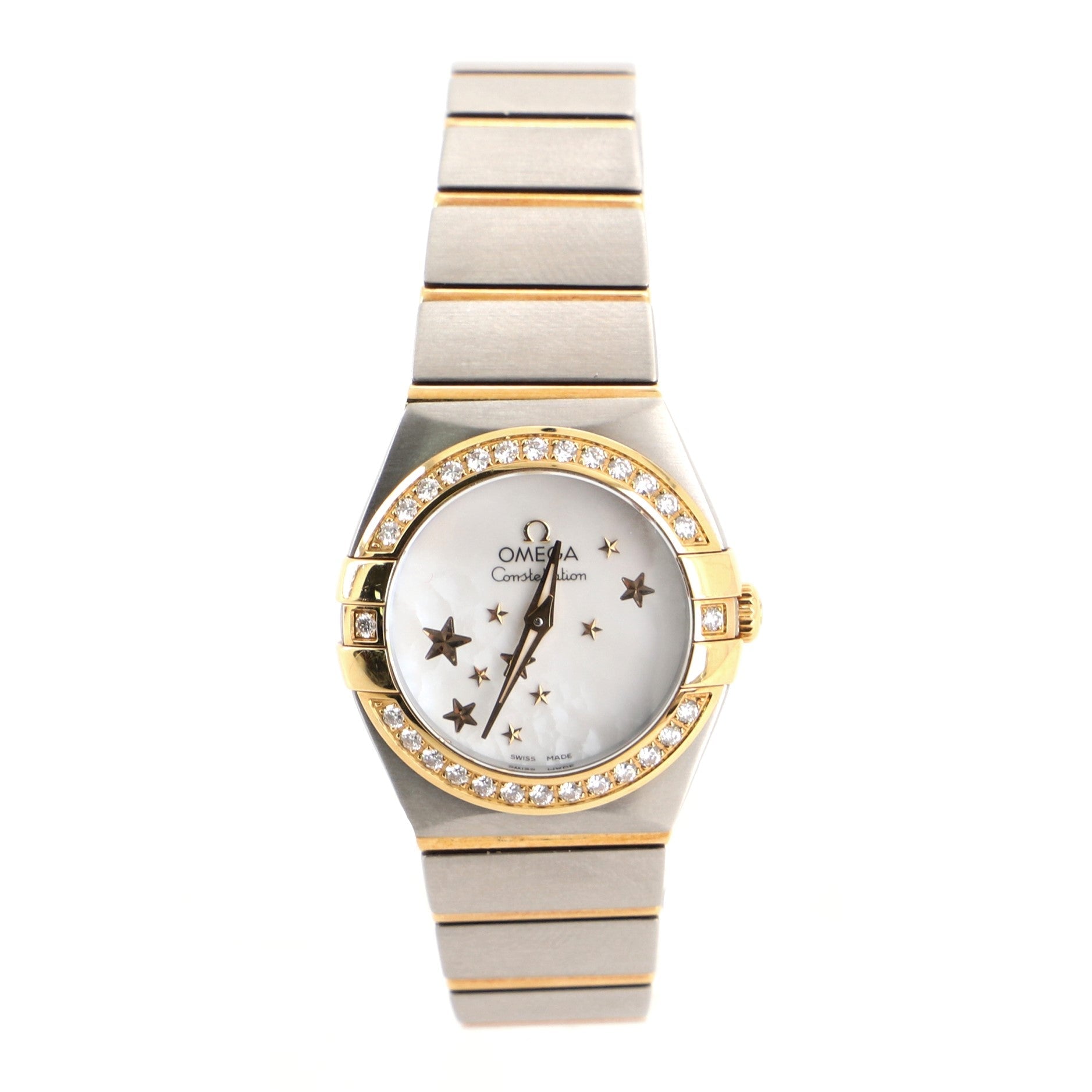 Omega Constellation Orbis Star Quartz Watch Stainless Steel and Yellow Gold with Diamond Bezel and Mother-of-Pearl 24