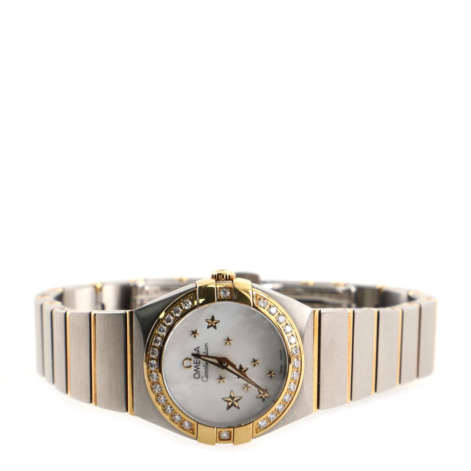 Omega Constellation Orbis Star Quartz Watch Stainless Steel and Yellow Gold with Diamond Bezel and Mother-of-Pearl 24