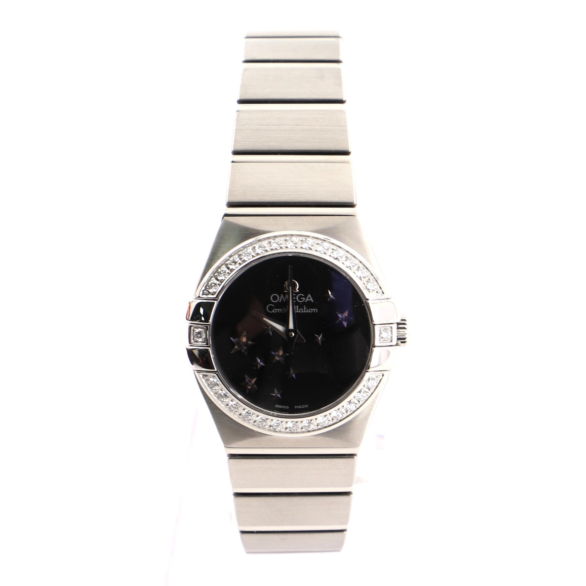 Omega Constellation Orbis Star Quartz Watch Stainless Steel and White Gold with Diamond Bezel 24