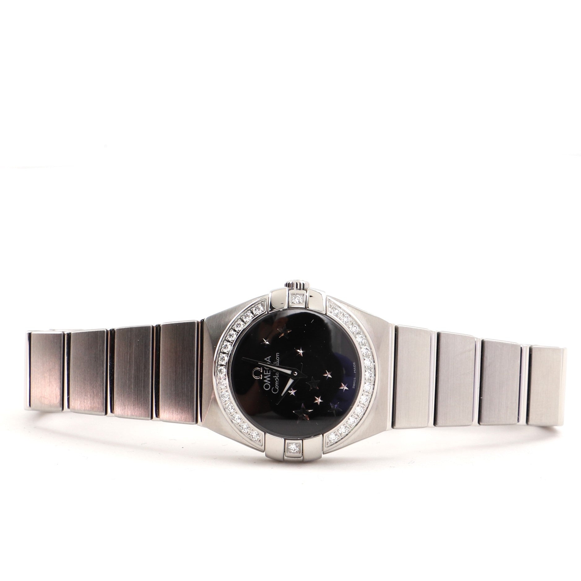 Omega Constellation Orbis Star Quartz Watch Stainless Steel and White Gold with Diamond Bezel 24
