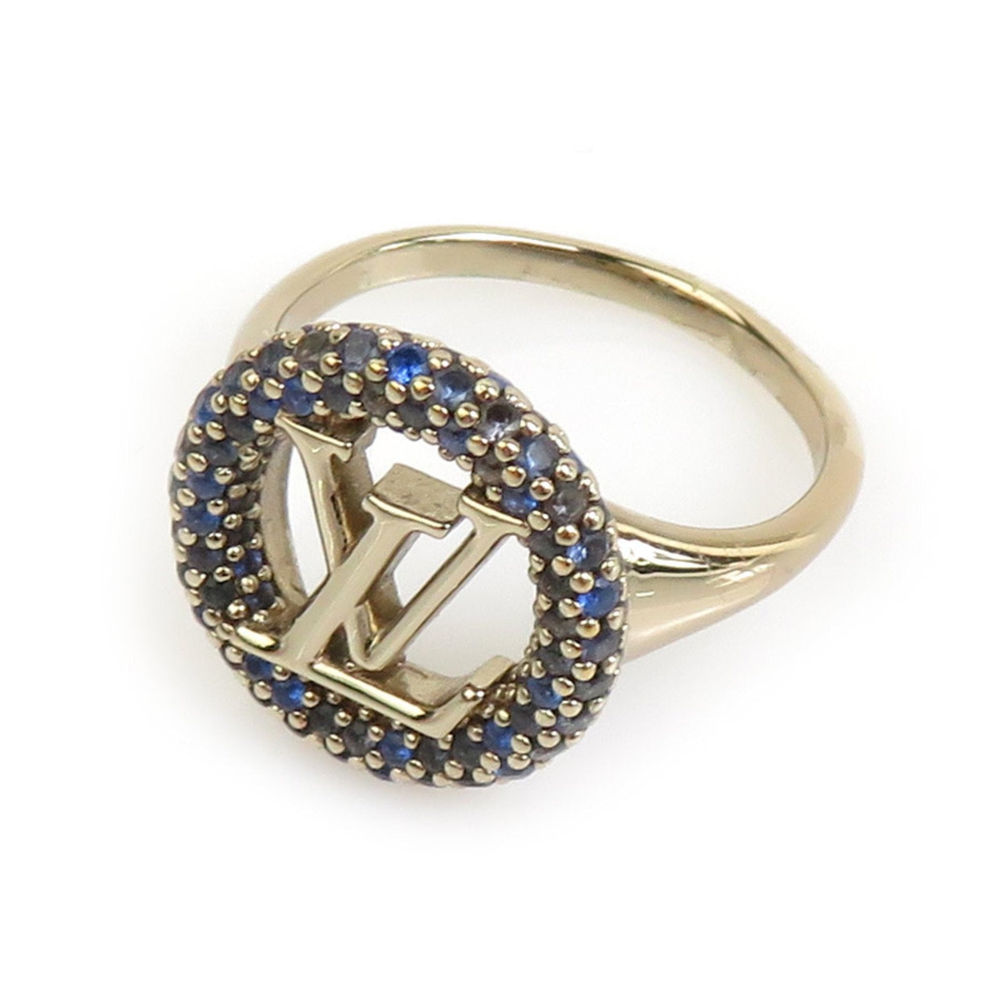 Louis Vuitton blue gold Metal Rhinestone Band Ring