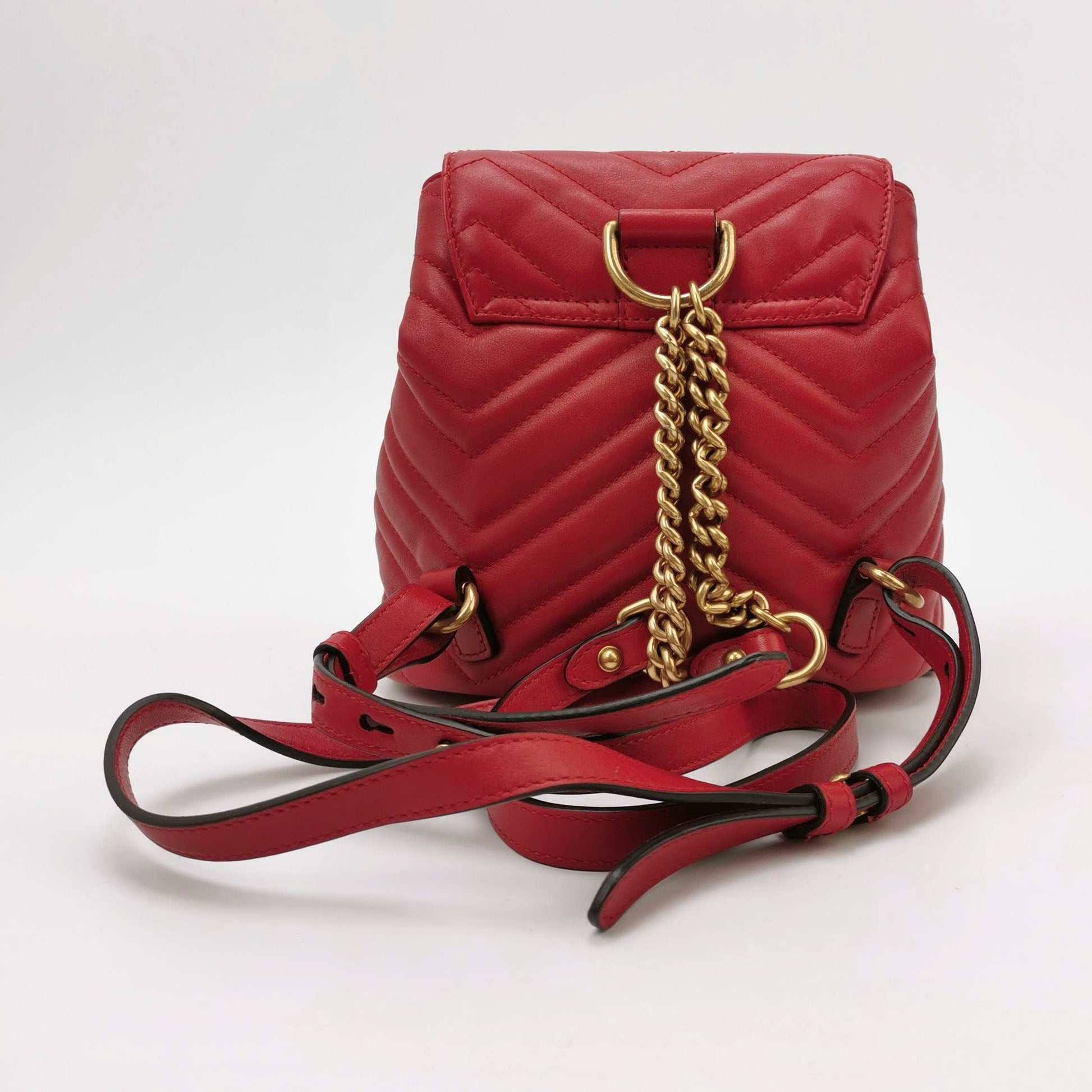 Gucci GG Marmont Leather Solid V-stitched GG Logo Drawstring Backpack 250503781176129