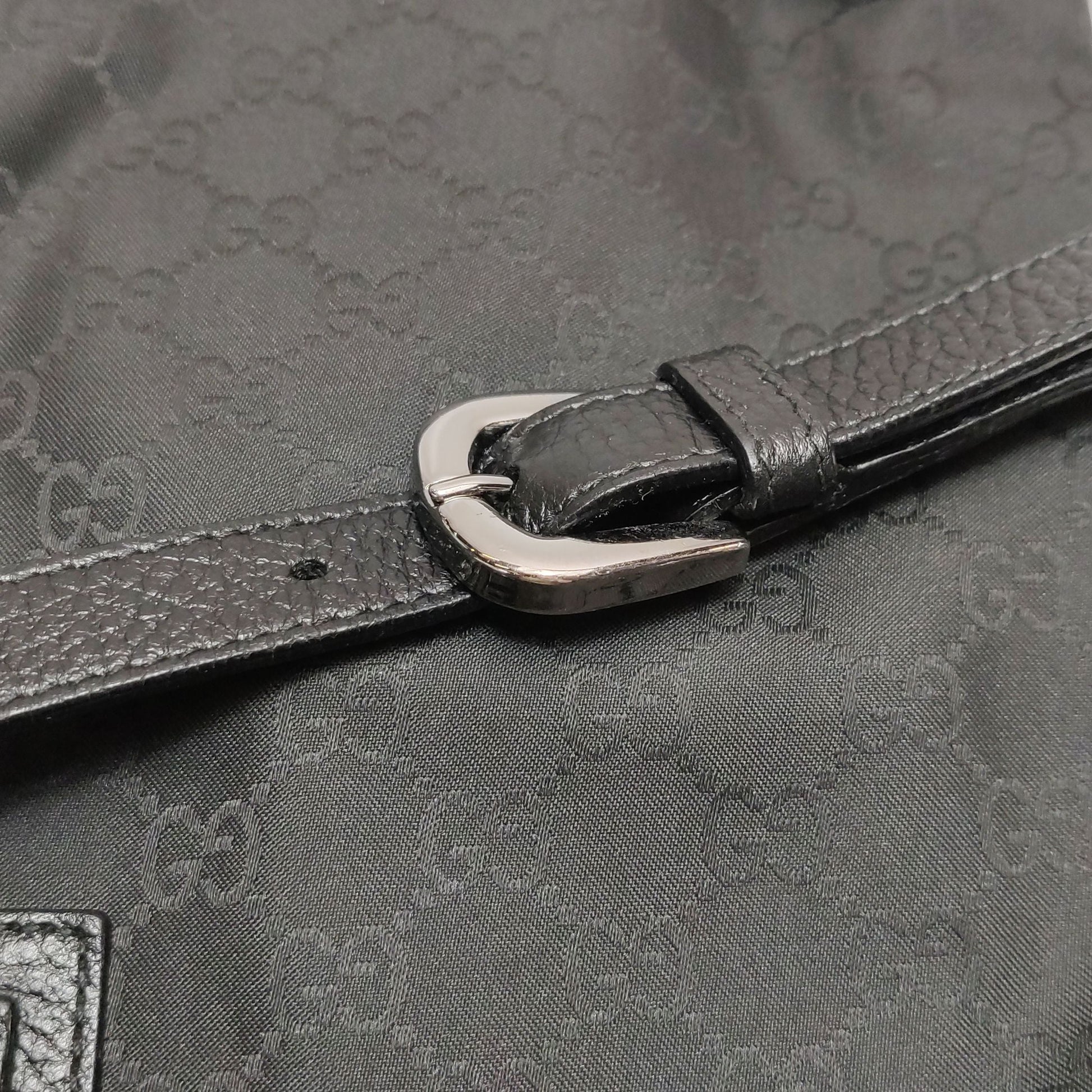 Gucci Abbey Leather and Nylon GG Monogram D-Ring Shoulder Bag 250501781174265