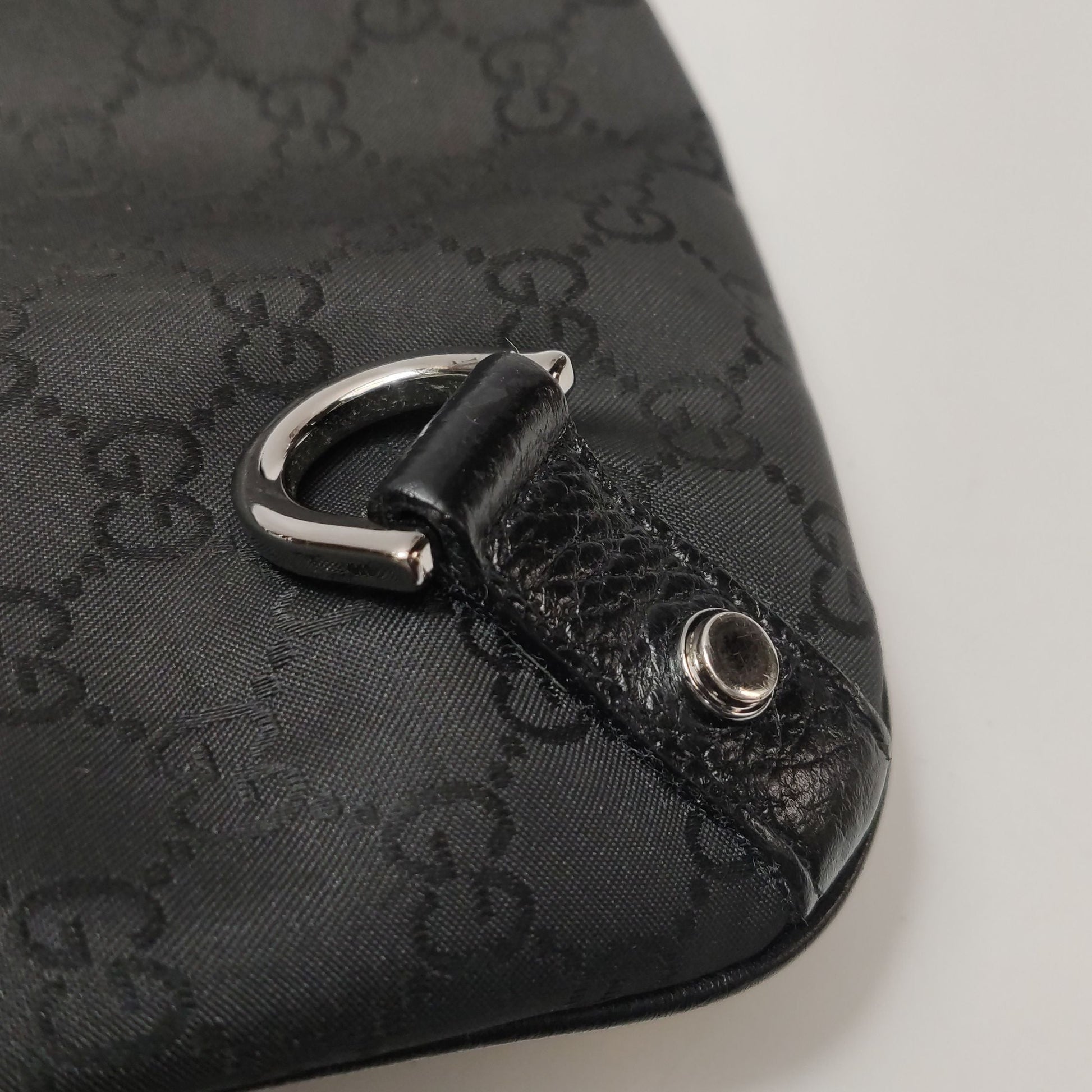 Gucci Abbey Leather and Nylon GG Monogram D-Ring Shoulder Bag 250501781174265