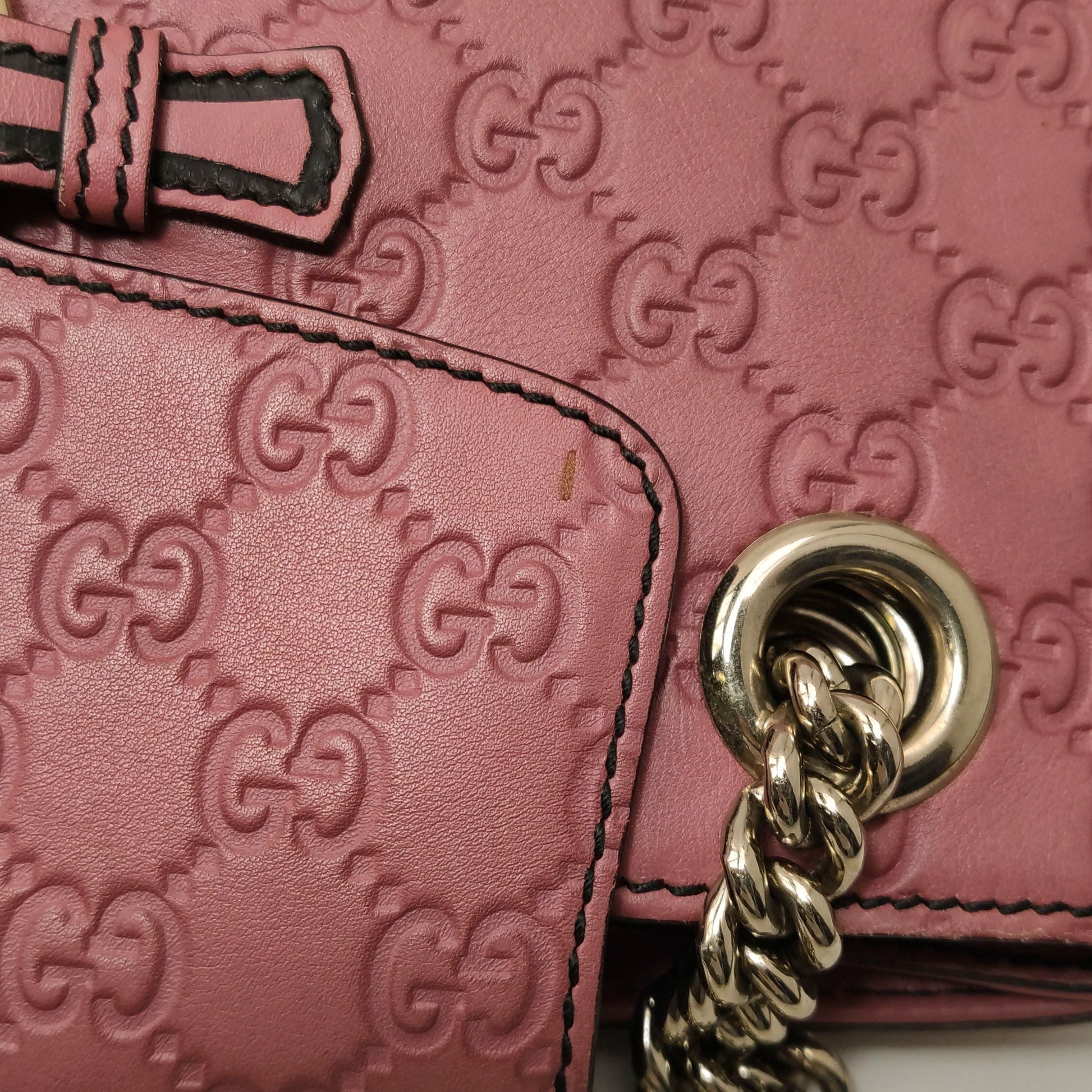 Gucci Emily Leather Signature Embossed Fringe Horsebit Shoulder Bag 047852700363