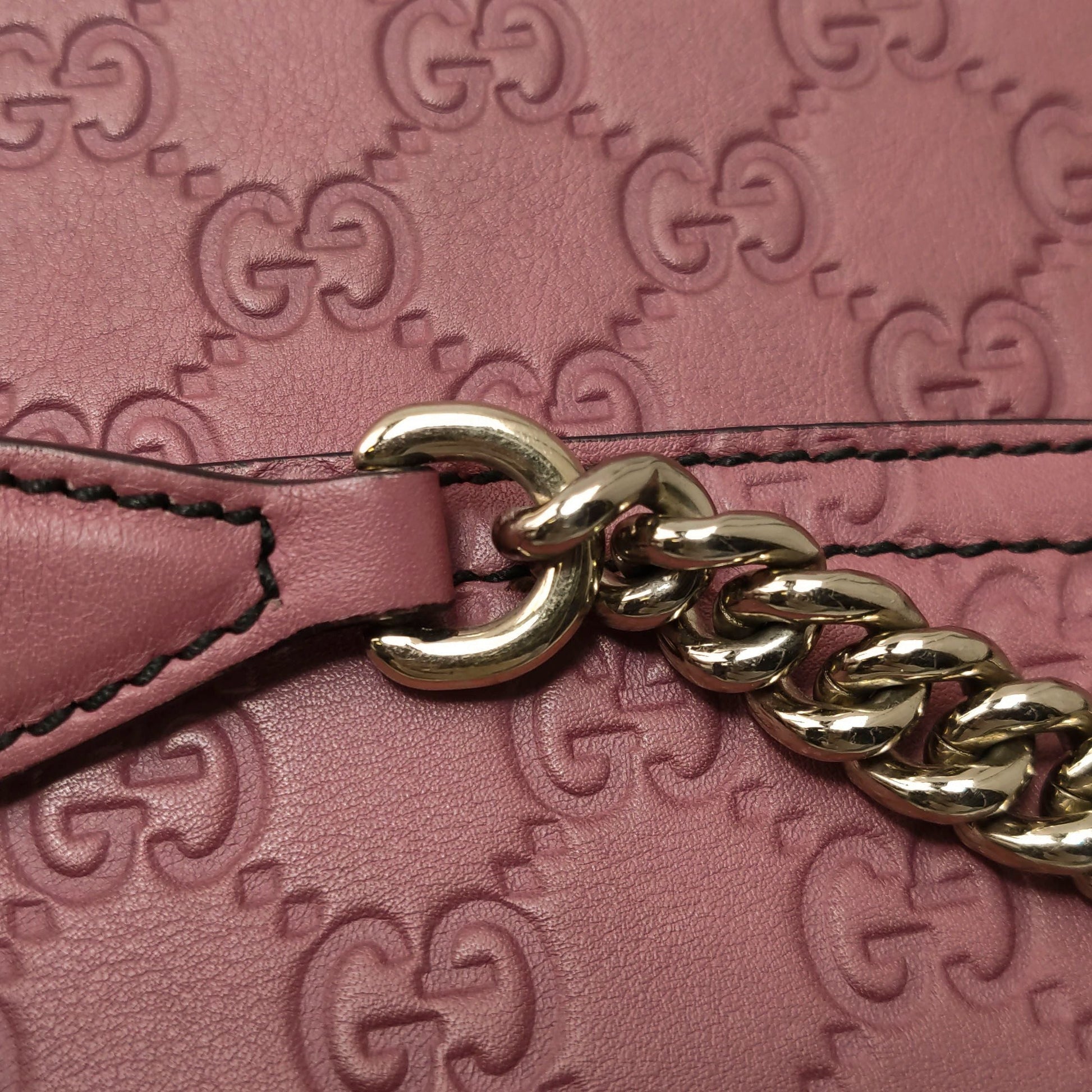 Gucci Emily Leather Signature Embossed Fringe Horsebit Shoulder Bag 047852700363