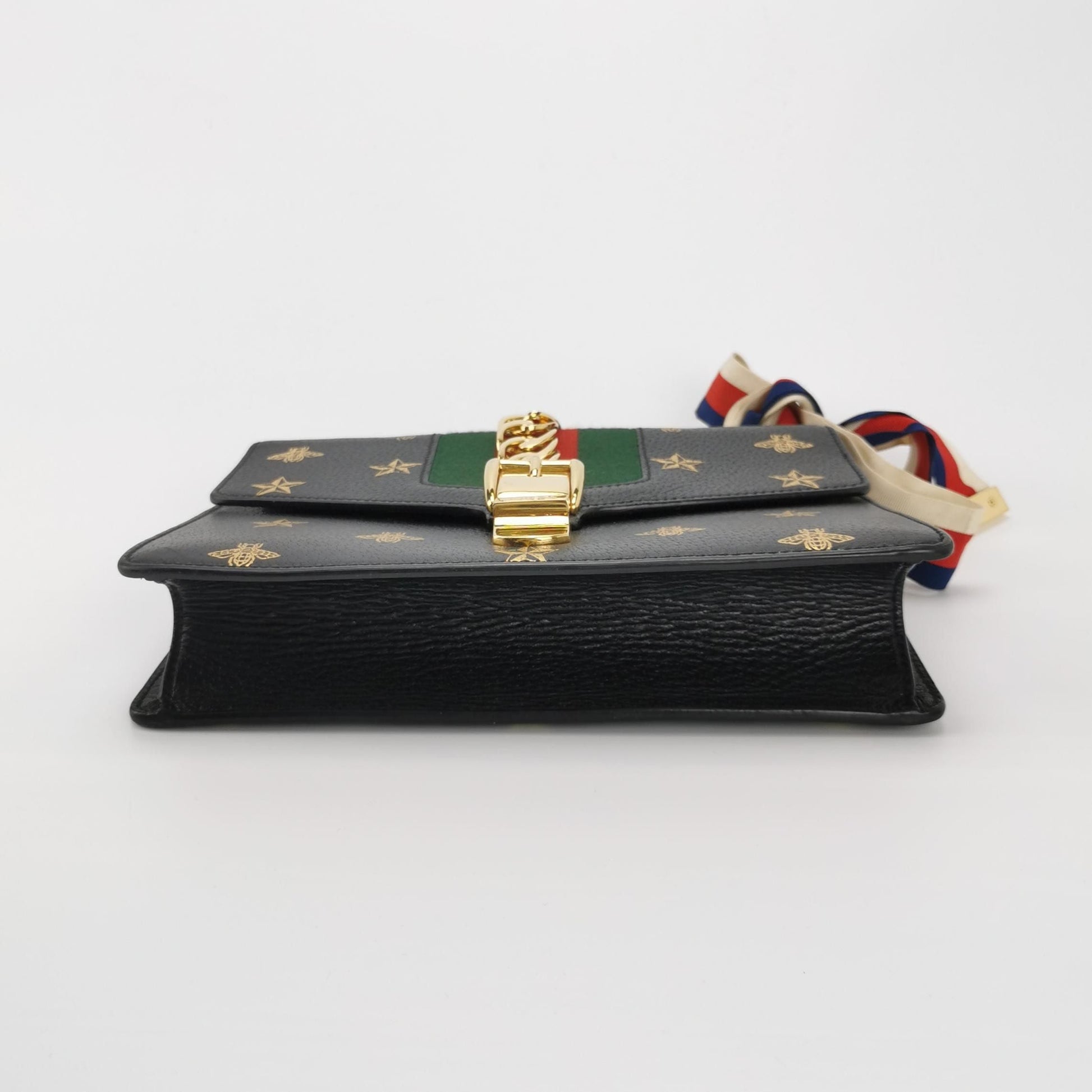 Gucci Sylvie Small Leather Shoulder Bag with Bee and Star Print 250425781164933