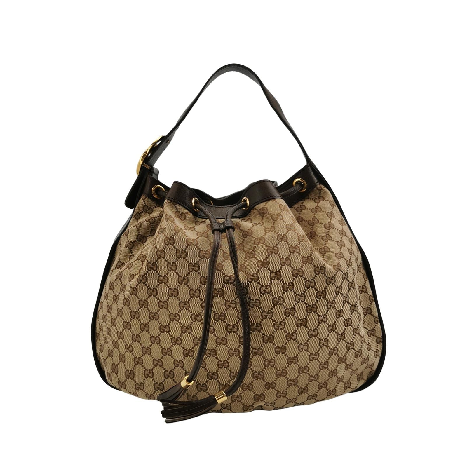 Gucci GG Canvas and Leather Drawstring Shoulder Bag 250418781154516