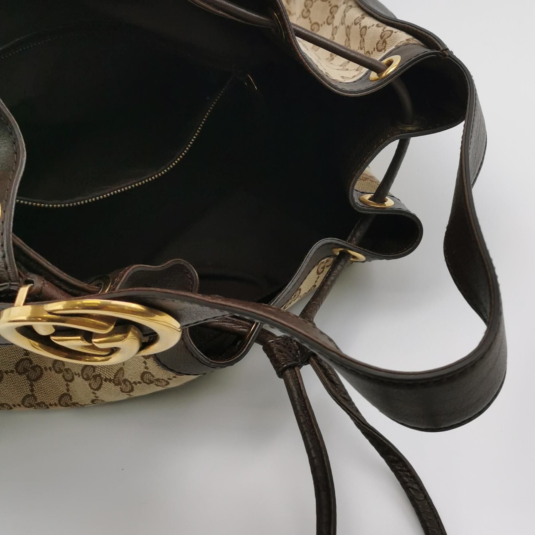 Gucci GG Canvas and Leather Drawstring Shoulder Bag 250418781154516