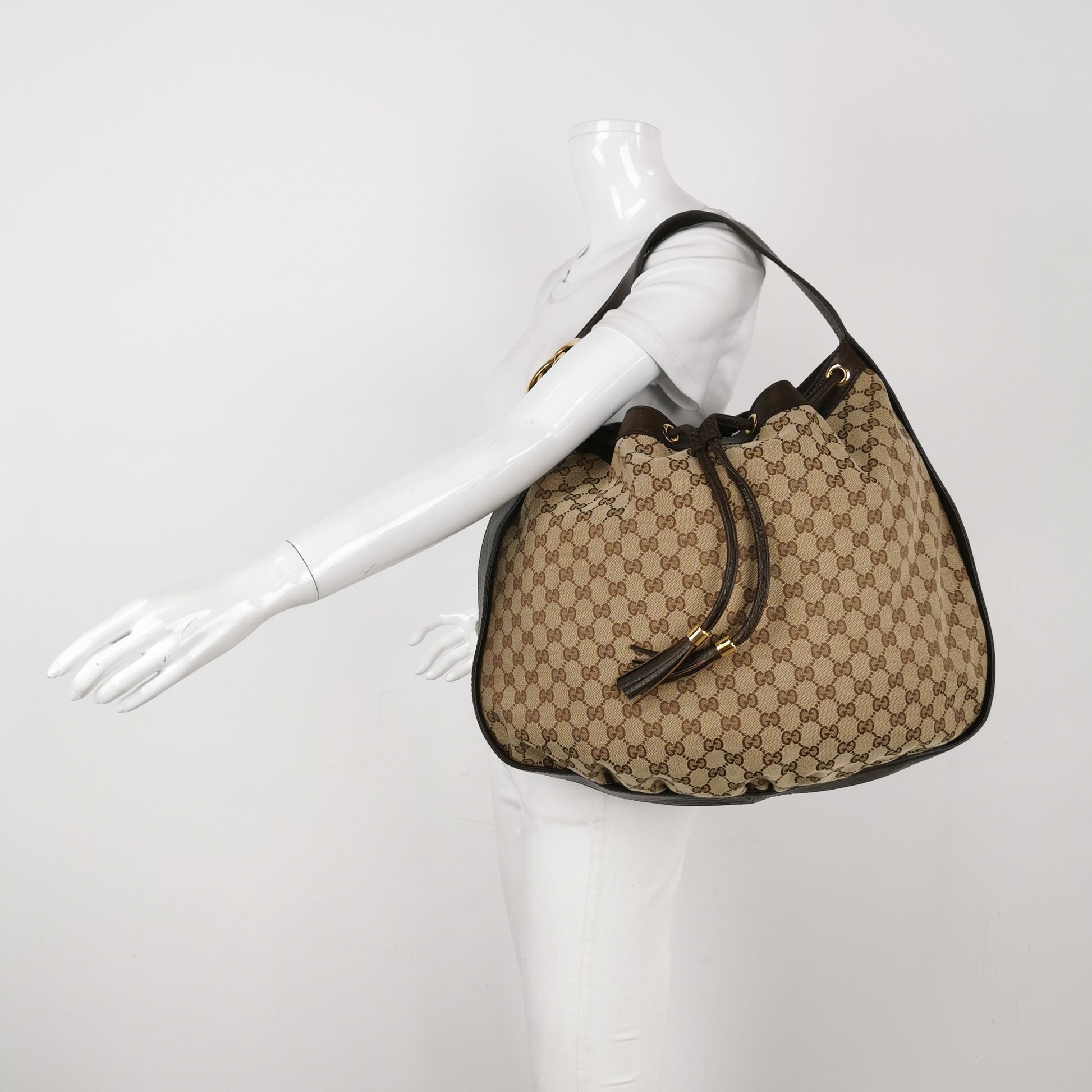 Gucci GG Canvas and Leather Drawstring Shoulder Bag 250418781154516