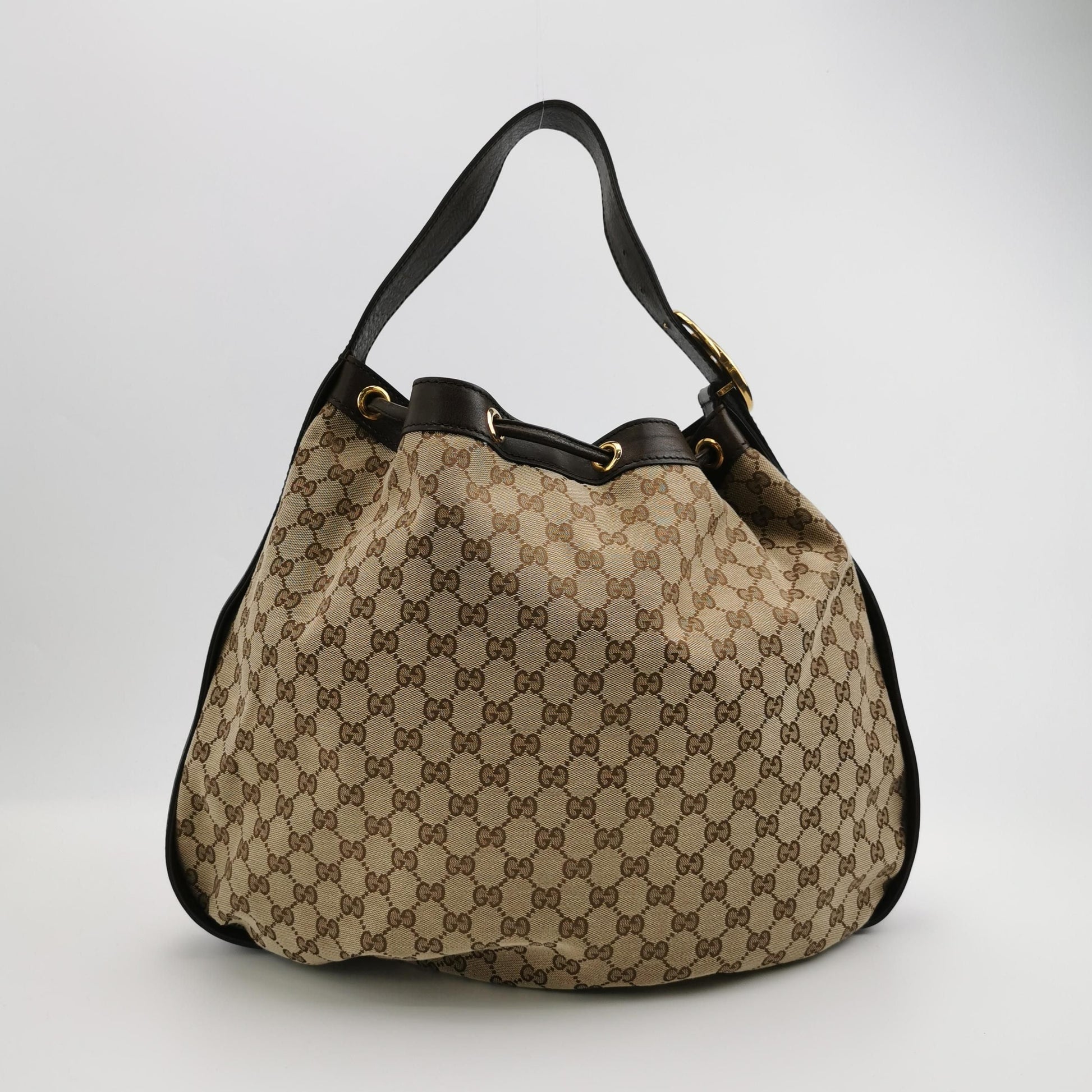 Gucci GG Canvas and Leather Drawstring Shoulder Bag 250418781154516