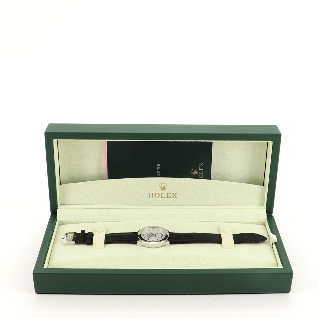 Rolex Cellini Cellinium Manual Watch Platinum and Alligator with Mother of Pearl 35