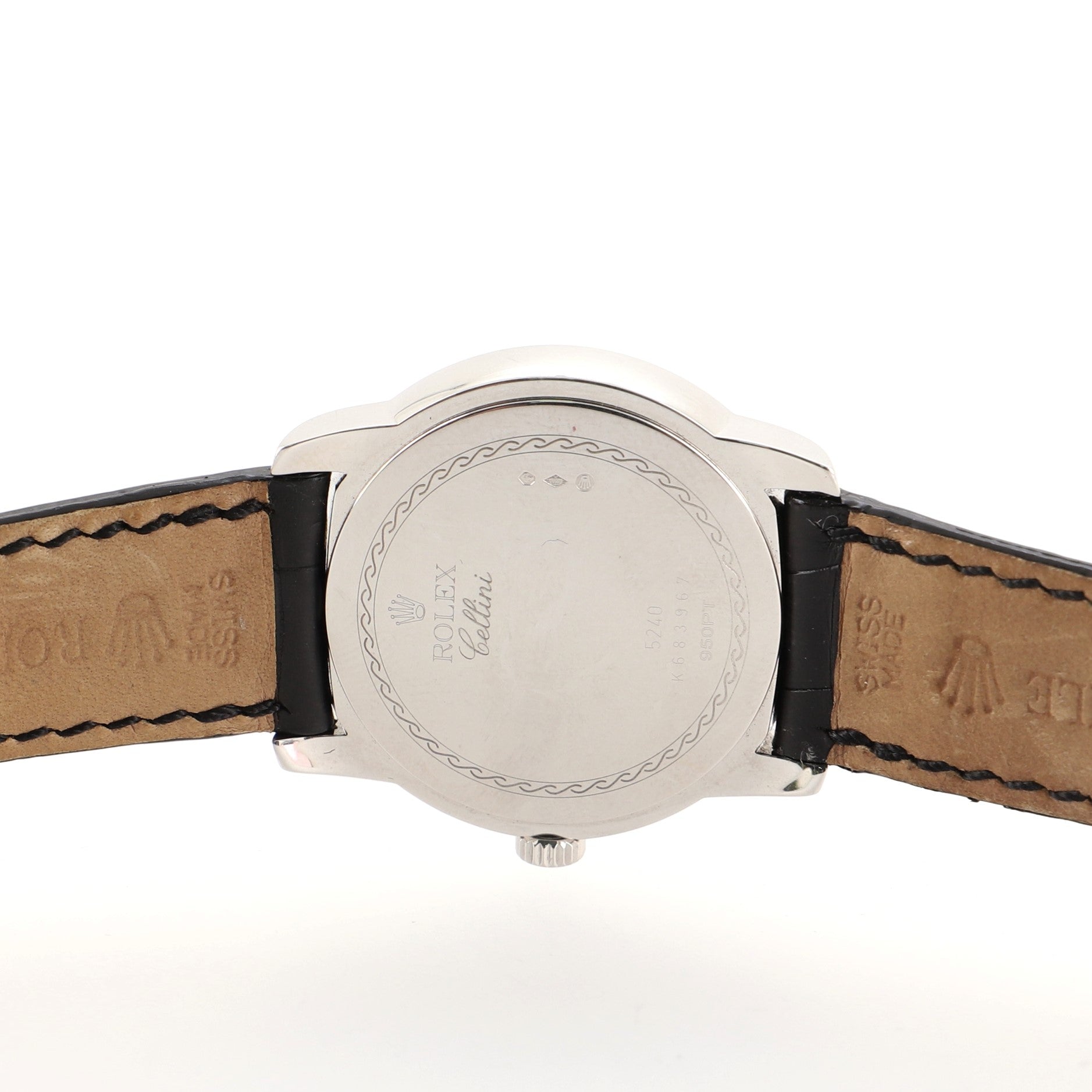 Rolex Cellini Cellinium Manual Watch Platinum and Alligator with Mother of Pearl 35