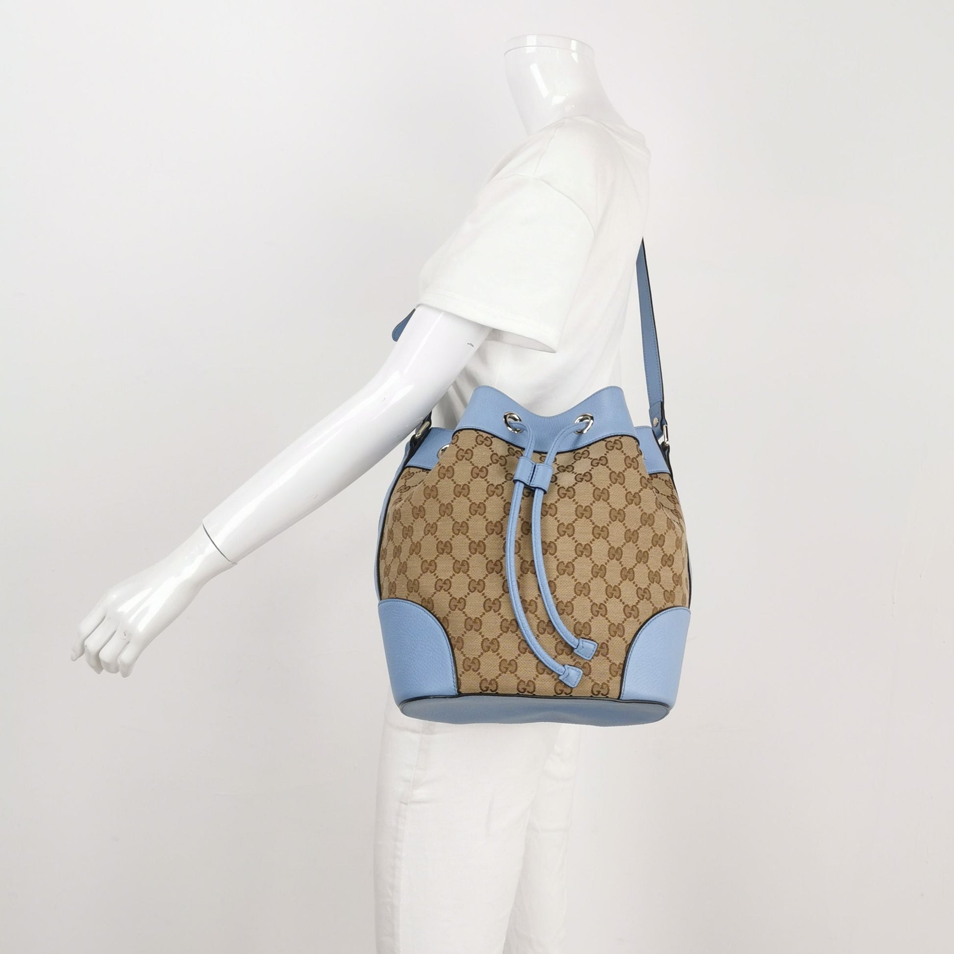 Gucci GG Canvas and Leather Drawstring Crossbody Bag 250223781076120