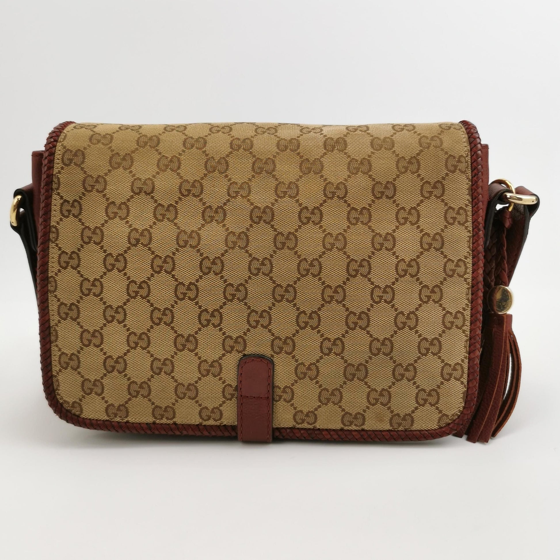Gucci Leather Canvas Fringe Crossbody Bag 250606781225208