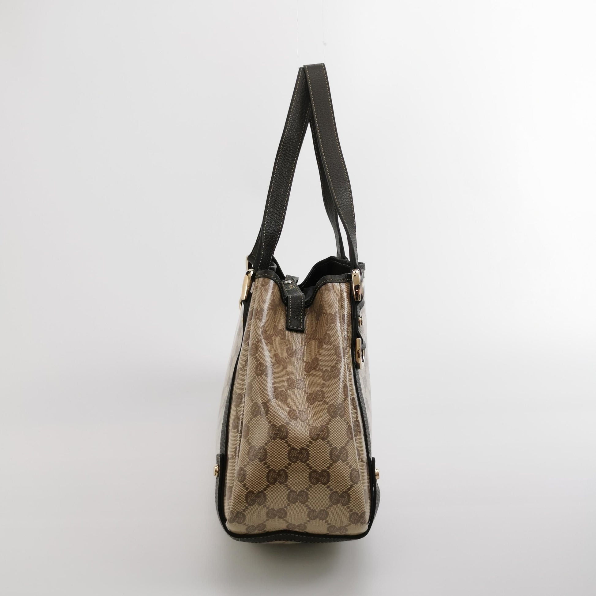 Gucci Abbey Leather Coated Canvas GG Monogram D-Ring Shoulder Bag 067850400216