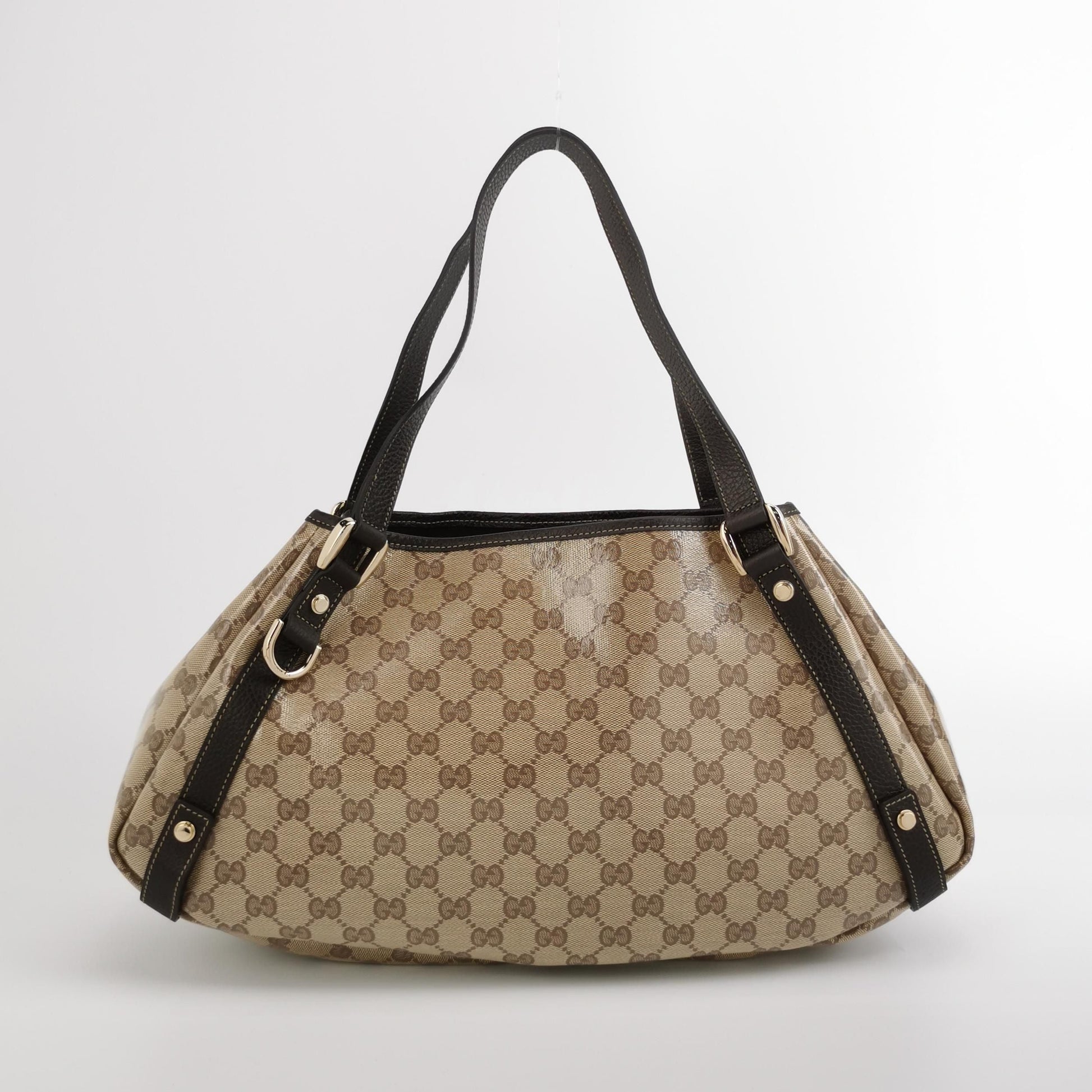 Gucci Abbey Leather Coated Canvas GG Monogram D-Ring Shoulder Bag 067850400216