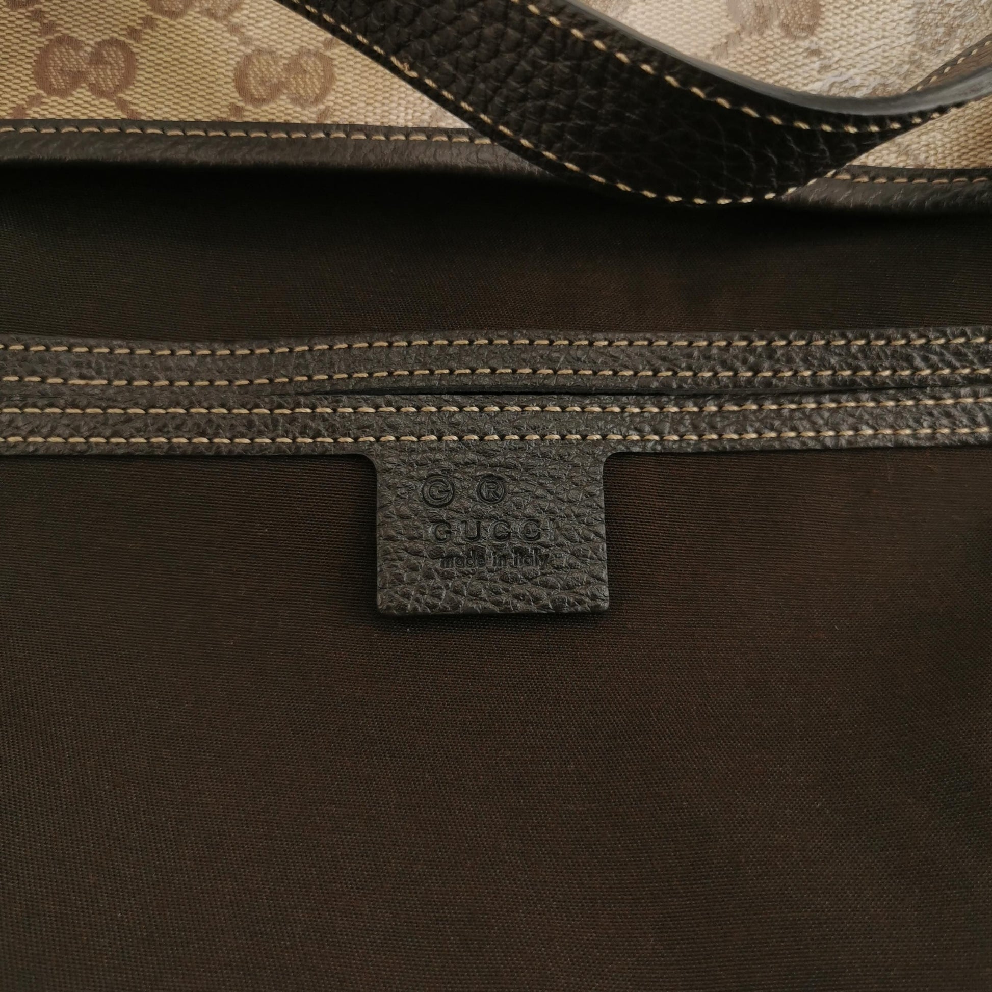 Gucci Abbey Leather Coated Canvas GG Monogram D-Ring Shoulder Bag 067850400216
