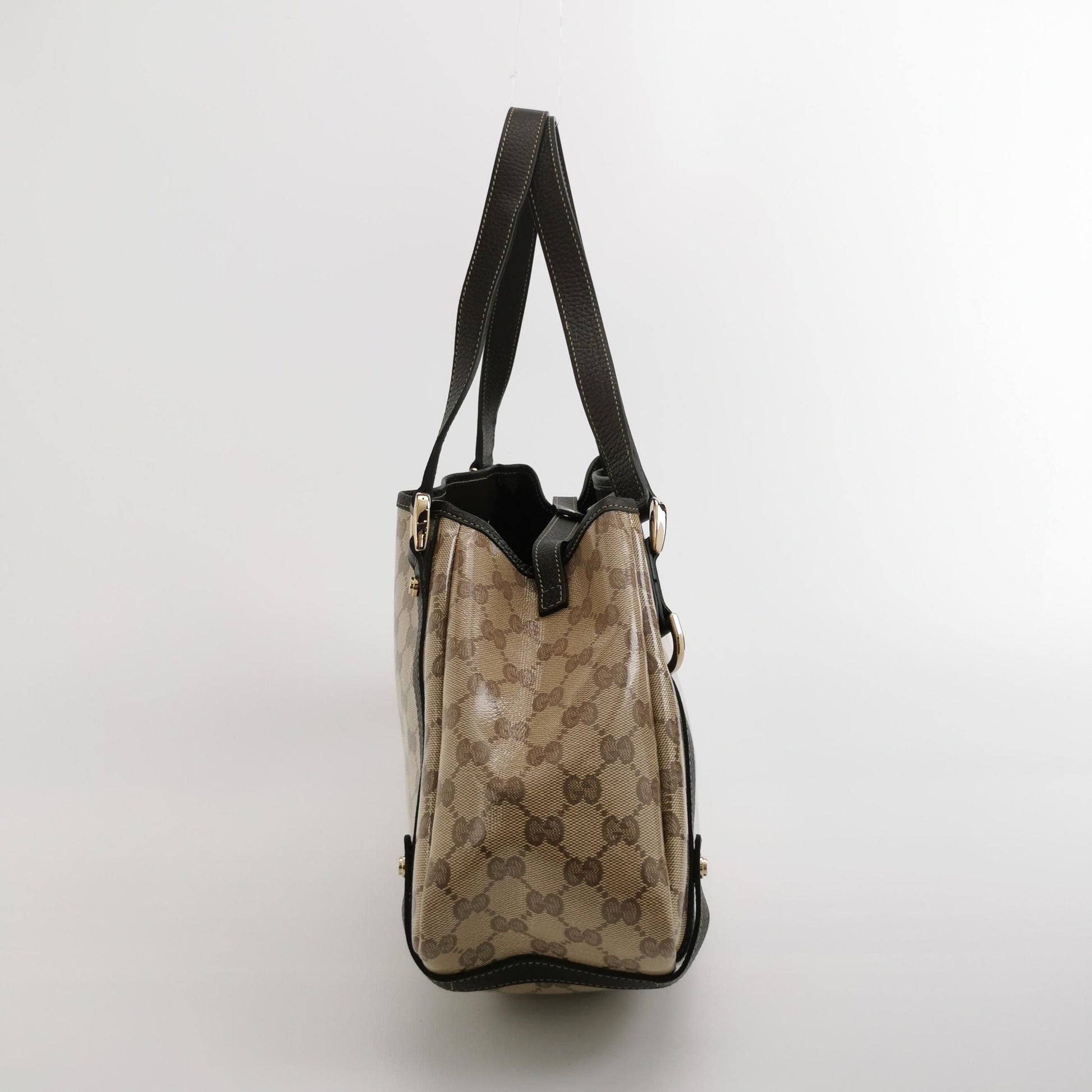 Gucci Abbey Leather Coated Canvas GG Monogram D-Ring Shoulder Bag 067850400216