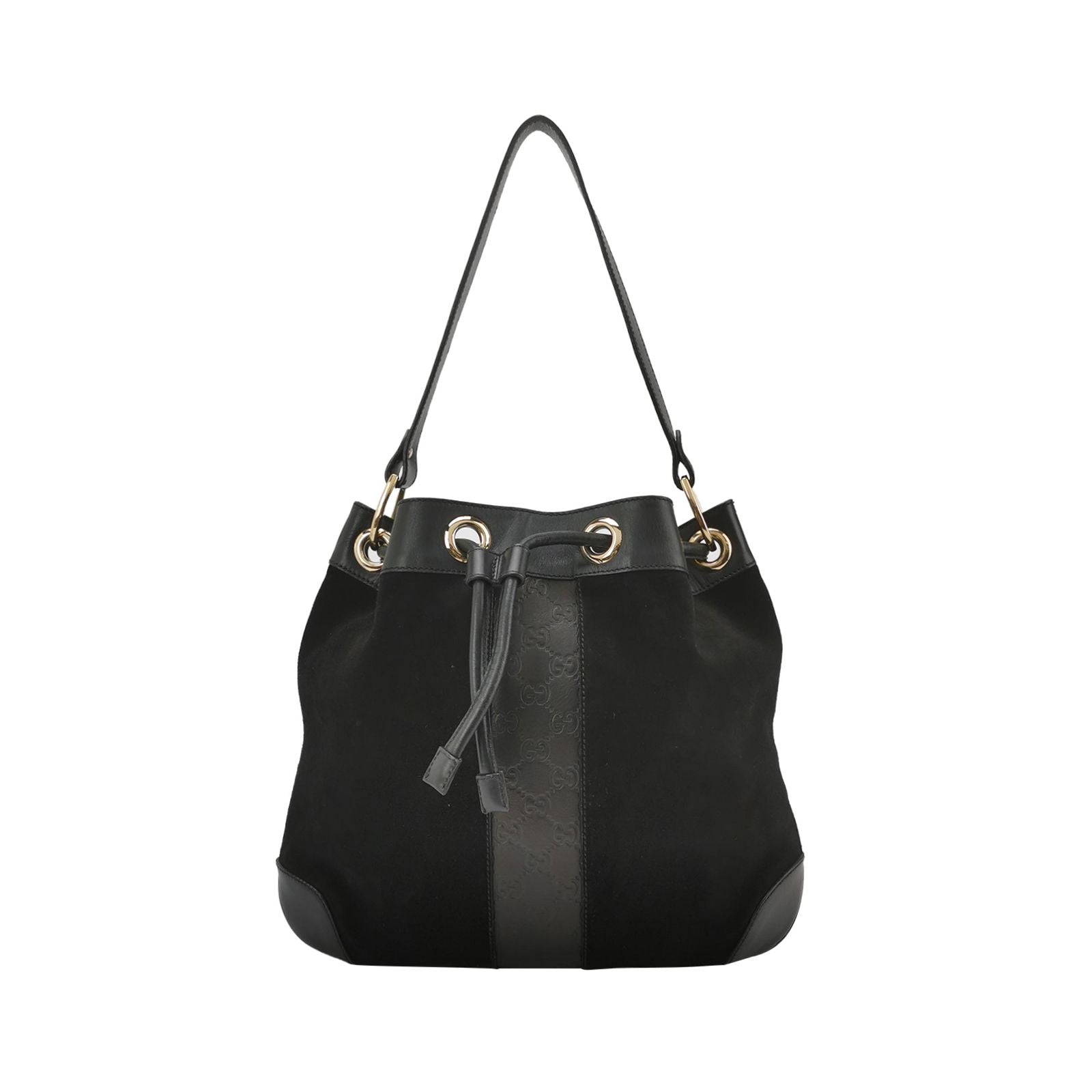 Gucci Suede GG Canvas Drawstring Shoulder Bag 250602781219245