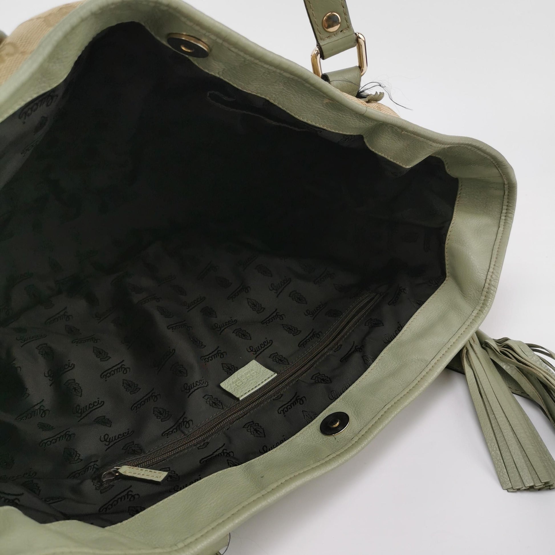 Gucci GG Canvas Fringe Shoulder Bag 24122178991236